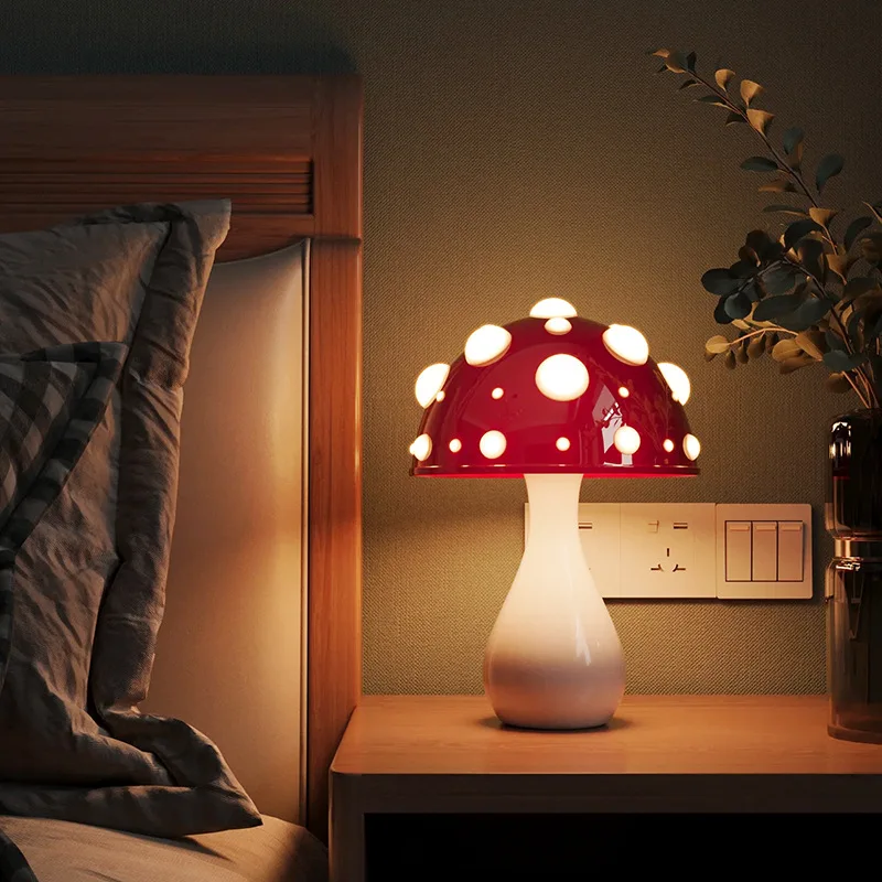 Amanita Mushroom Lamp with LED Tricolored Bulb AC or USB Warm Light Biomimetic Fly Agaric Desk Light for LivingroomBedside Hotel 2