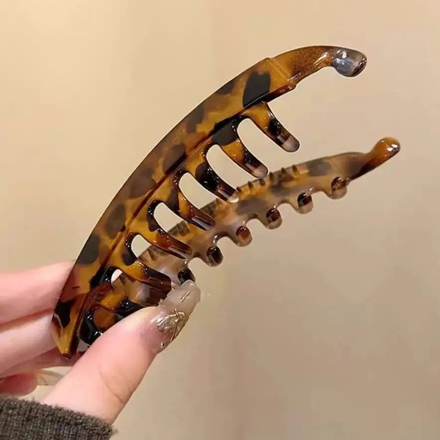 Haarschmuck Schildpatt-Bananen-Haarspange Fischförmige Haarnadel für Damen Haaraccessoires Haarklammern Twist-Klammer Pferdeschwanz-Haarspangen – Detail 3
