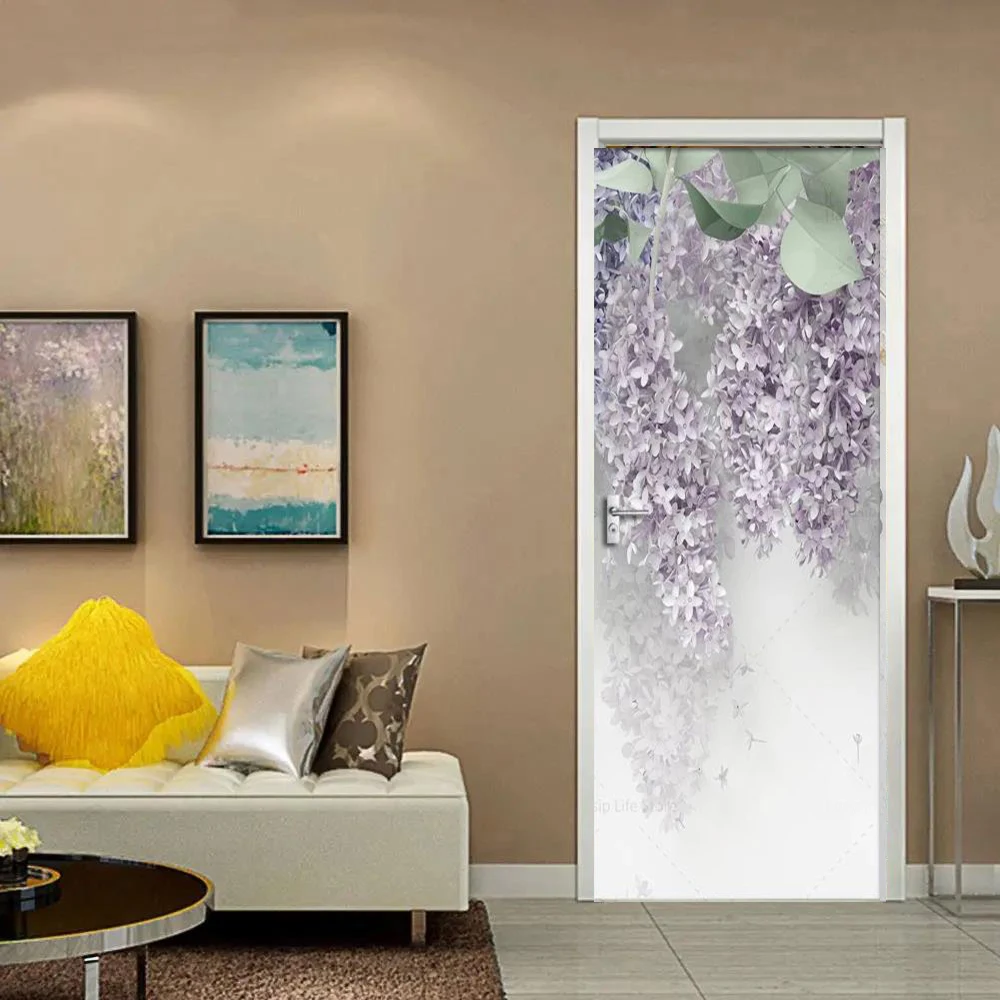 팜 식물 3D 문 벽지 스티커 비닐 만다라 구호 꽃 문 벽화 커버 거실 홈 장식