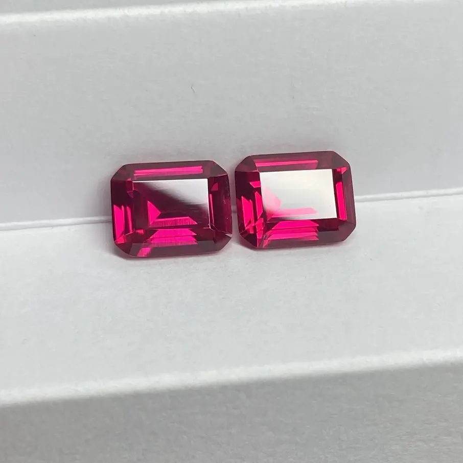 

Synthetic Corundum Red Ruby Emerald Cut 5x7mm 13x18mm Gemstone 5A Octagon Stone