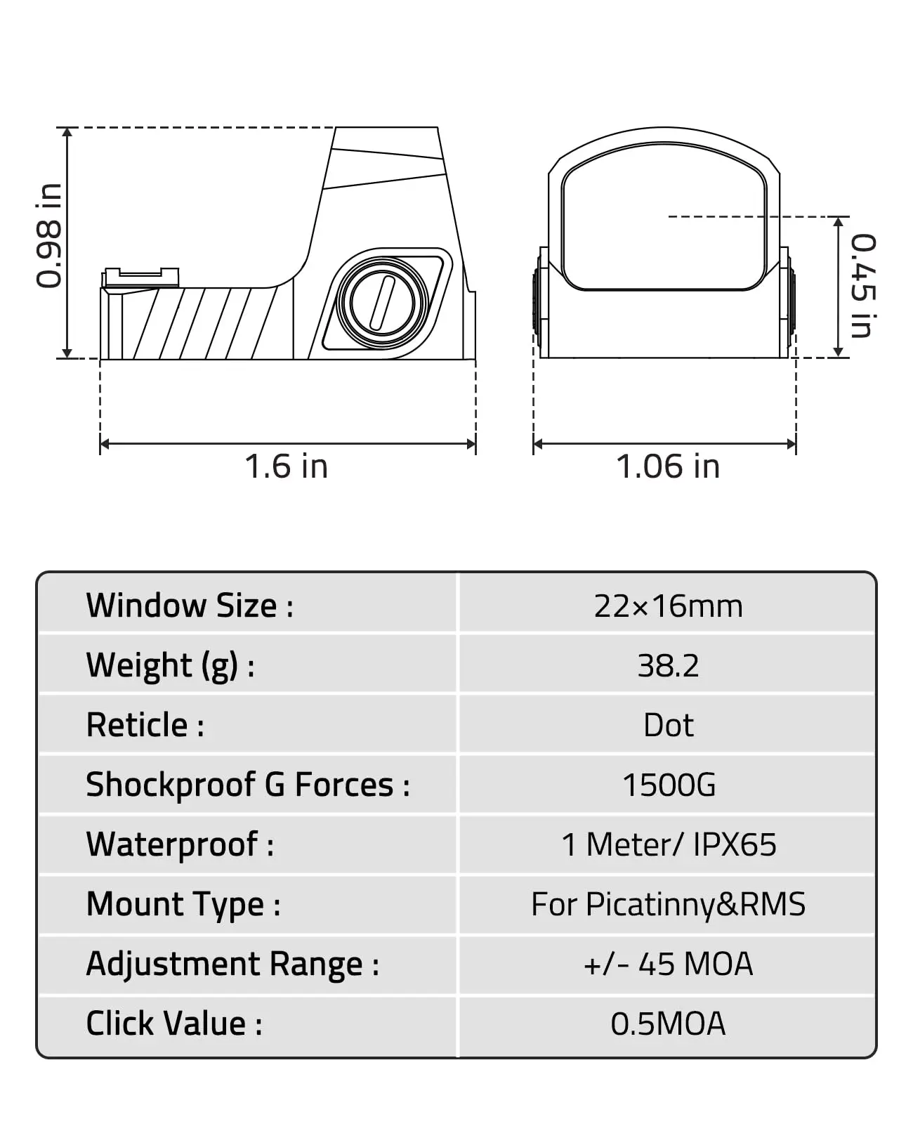 CVLIFE 2MOA WolfCovert Motion Awake Red Dot Open Reflex Sight Compatible with RMSC Adapter Plate for MOS 21mm Picatinny Base