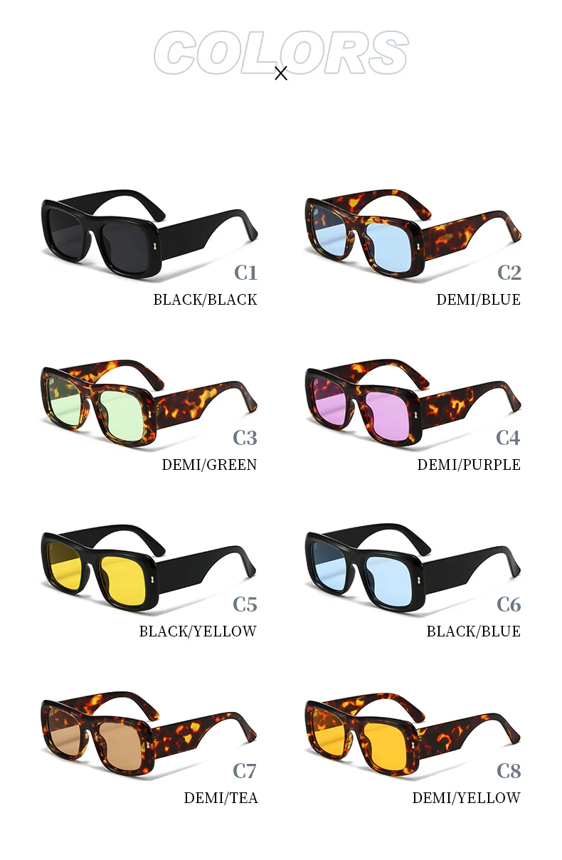 1/4 Stück Vintage Quadratische Sonnenbrille für Damen Großer Rahmen Bonbonfarben Marken-Sonnenbrillen Damen Farbverlauf Leoparden-Brillen Unisex ﻿ UV400 – Detail 3