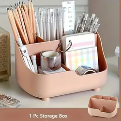 Five - Compartment Large Capacity Desktop Organizer for Stationery and Office Supplies (Pink)