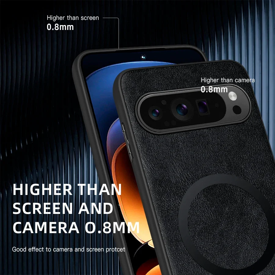 Luxury Leather Magnetic Phone Case with MagSafe Wireless Charging Compatibility