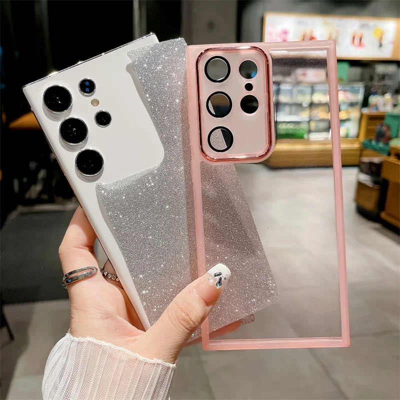 Glitter Silicone Case For Samsung Galaxy A15 S23 A05 A04 A14 A34 A54 A52 A13 A23 A33 A53 A73 Lens Protetcor Soft Cover_voghion.com
