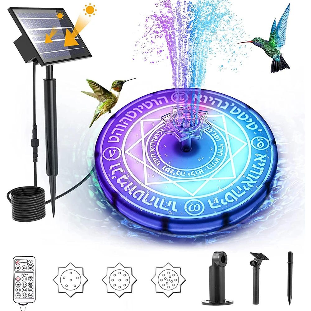 Fontaine Solaire avec Lumières LED, 3W Pompe de Fontaine de Bain d'Oiseau  avec 7 Buses Batterie Solaire Améliorée A Mené la Lumière Fontaine  Flottante Pompe à Eau pour Piscine d'Étang de Jardin