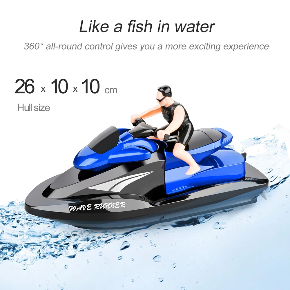Bateau RC 2.4GHz 80m avec Lumières LED - Jouet de Piscine