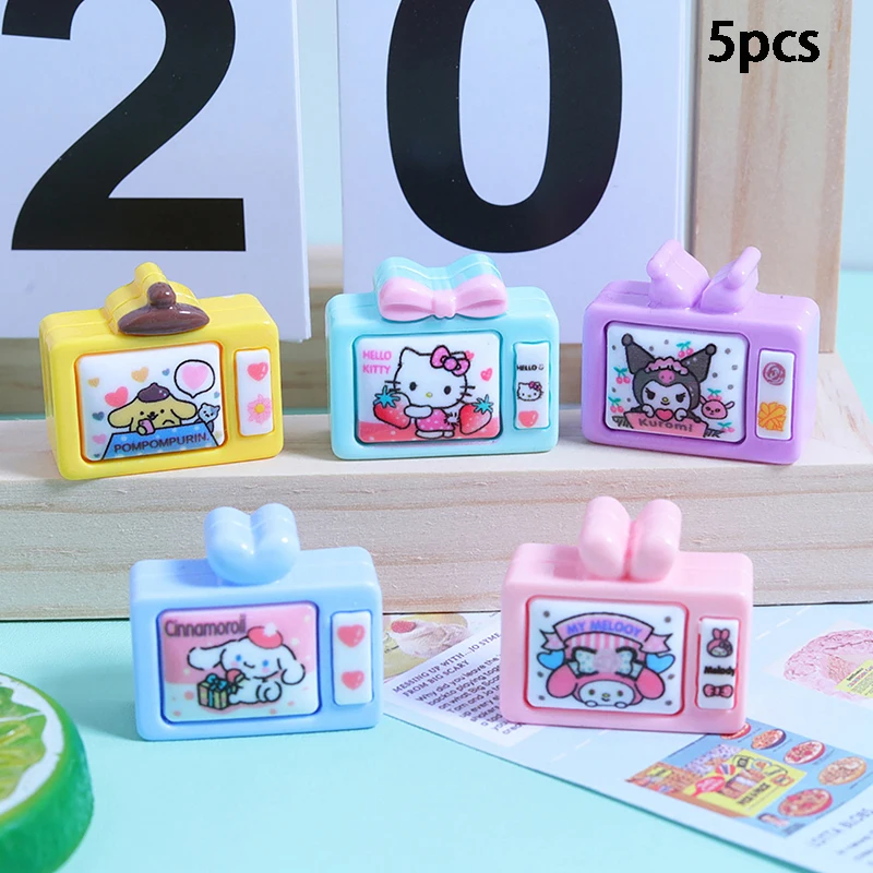 

5 шт. Sanrios Hellokitty аксессуары Cinnamoroll Melody Kuromi Pompompurin Мультяшные милые полимерные аниме игрушки