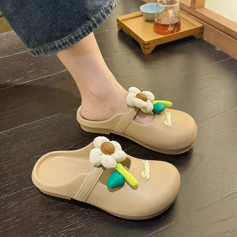 Women fashion Sandals Soft Stitching flower Ladies Sandals Comfortable Flat Sandals Women Open Toe Beach Shoes Woman Footwear