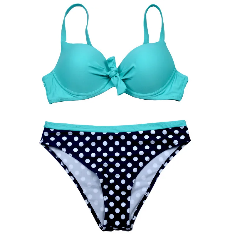 Polka Dot Triangle Split Bikini Swimsuit Plus Size