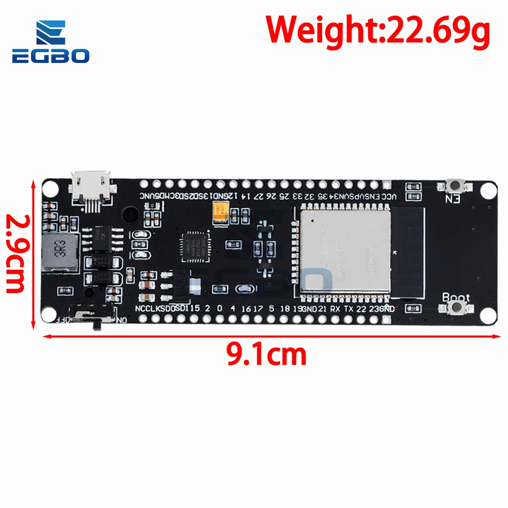 รูปสินค้า เครื่องมือพัฒนา ESP32 พร้อมแบตเตอรี่ Wi-Fi Bluetooth
