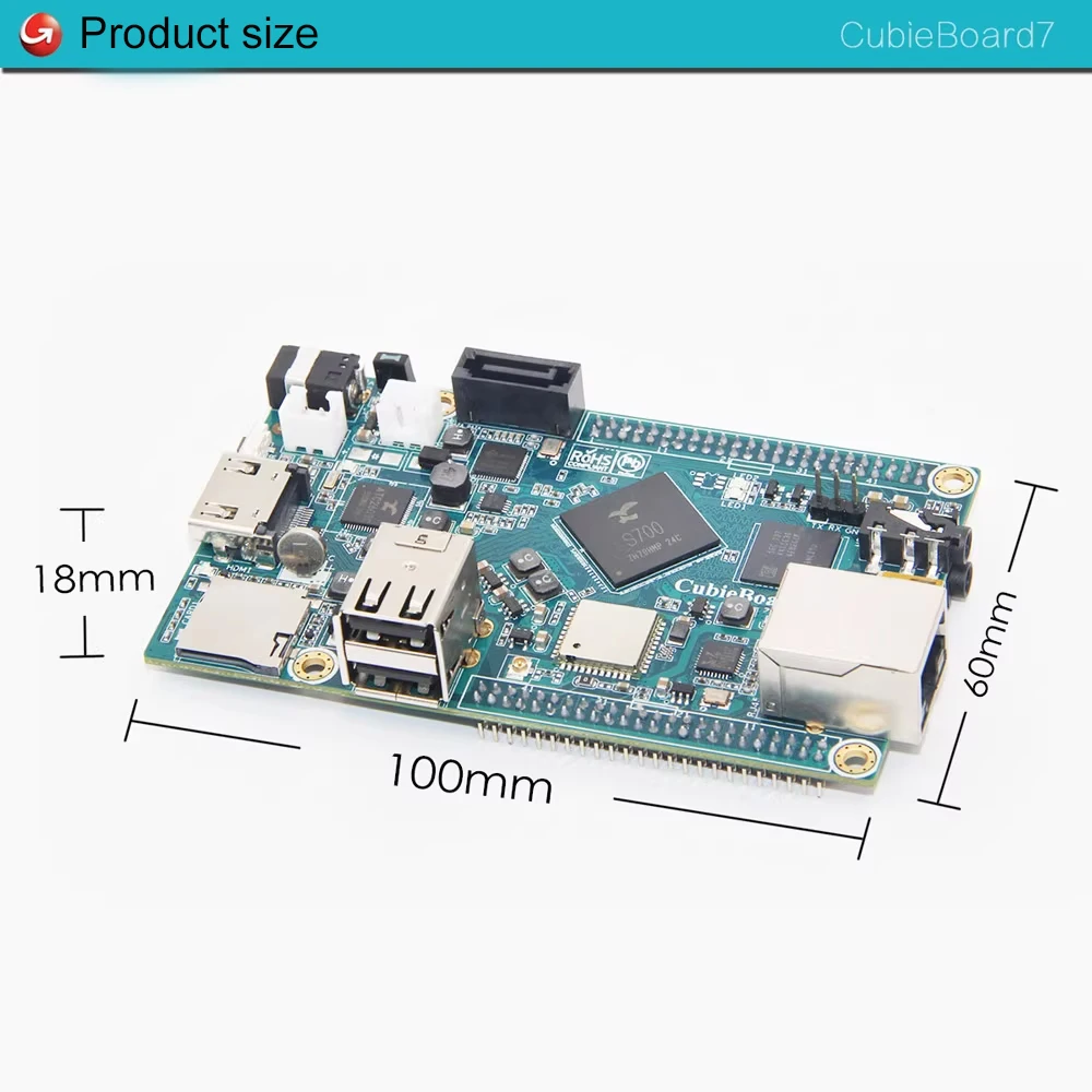 Cubieboard7 Actions SOC S700 ARM Cortex-A53 Quad-Core Mali450 MP4 GPU 2GB LPDDR3