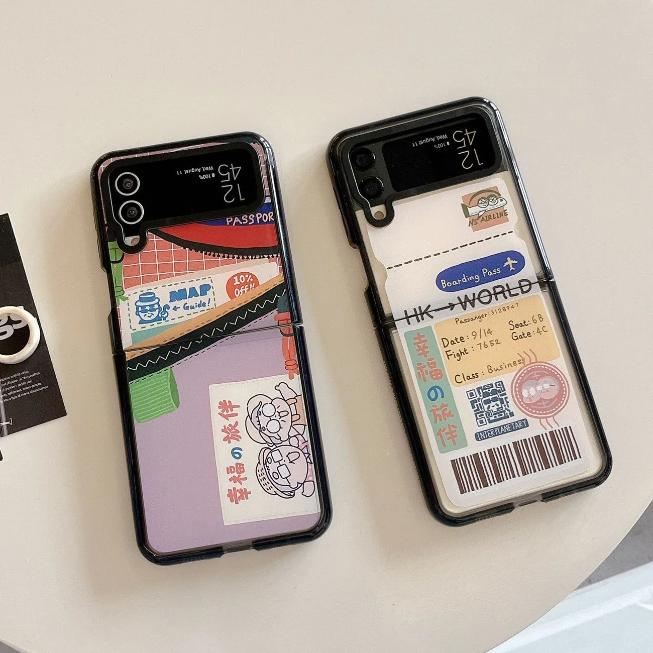 Black Border Acrylic Bar Code Phone Case for Samsung Galaxy Z Flip 5 4 3 Back Cover for ZFlip3 ZFlip4 ZFlip5 Hard Case Shell