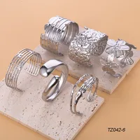 CARLIDANA Fashion Waterproof Stainless Steel Silver Color Bracelets Geometric Multilayers Open Adjustable Women Bracelets 2