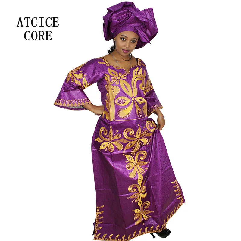 African Attire For Women Bazin Riche Embroidery Plus Size Elegant Party Church Dress