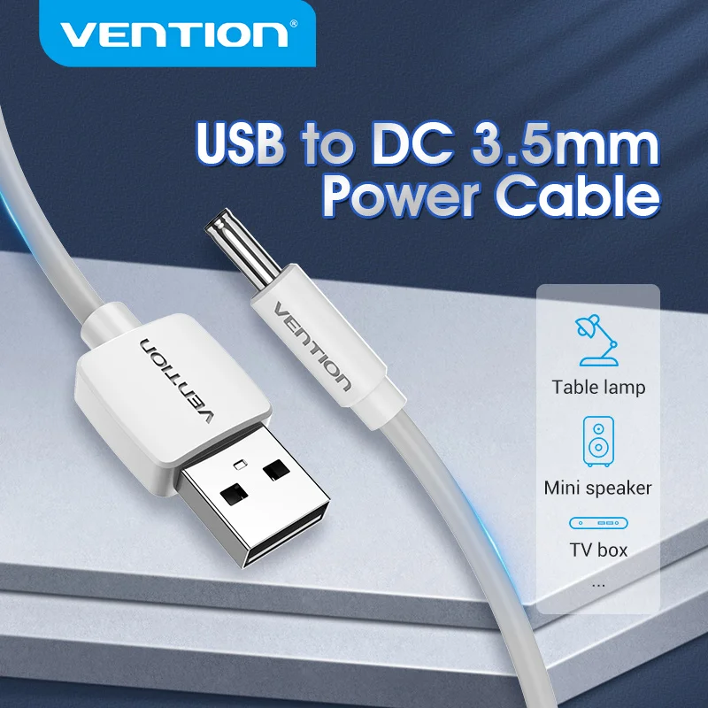 Vention USB to DC 3.5mm Power Cable USB A to 3.5 Jack Connector 5V Power Supply Adapter for Fans USB HUB DC 5.5mm Charging Cable