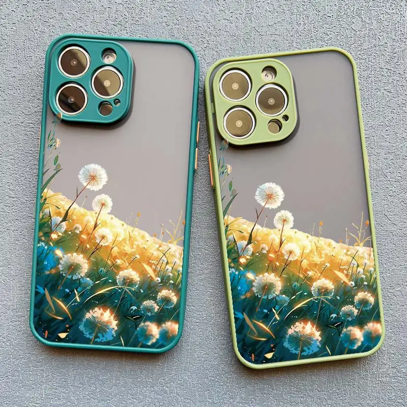 Löwenzahn-Blumen Handyhülle für iPhone 17 16 Pro Max XR XS X 15 14 11 12 13 Mini Pro Max 16 15 14 Plus Stoßfeste Rückabdeckung