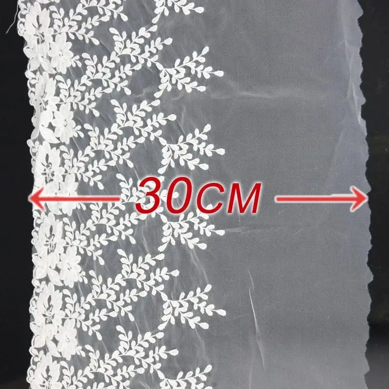 (1 Yard/lot) 30cm White Mesh Water-Soluble lace Fabric Mesh Woven Belt Clothing Accessories High-quality Wedding Headdress DIY