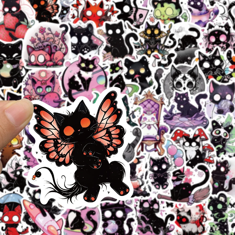 10/30/50pcs Horror Magic Demon Cat Cartoon Stickers Graffiti Phone Laptop Skateboard Cool Goth decorazione decalcomanie per bambini giocattoli