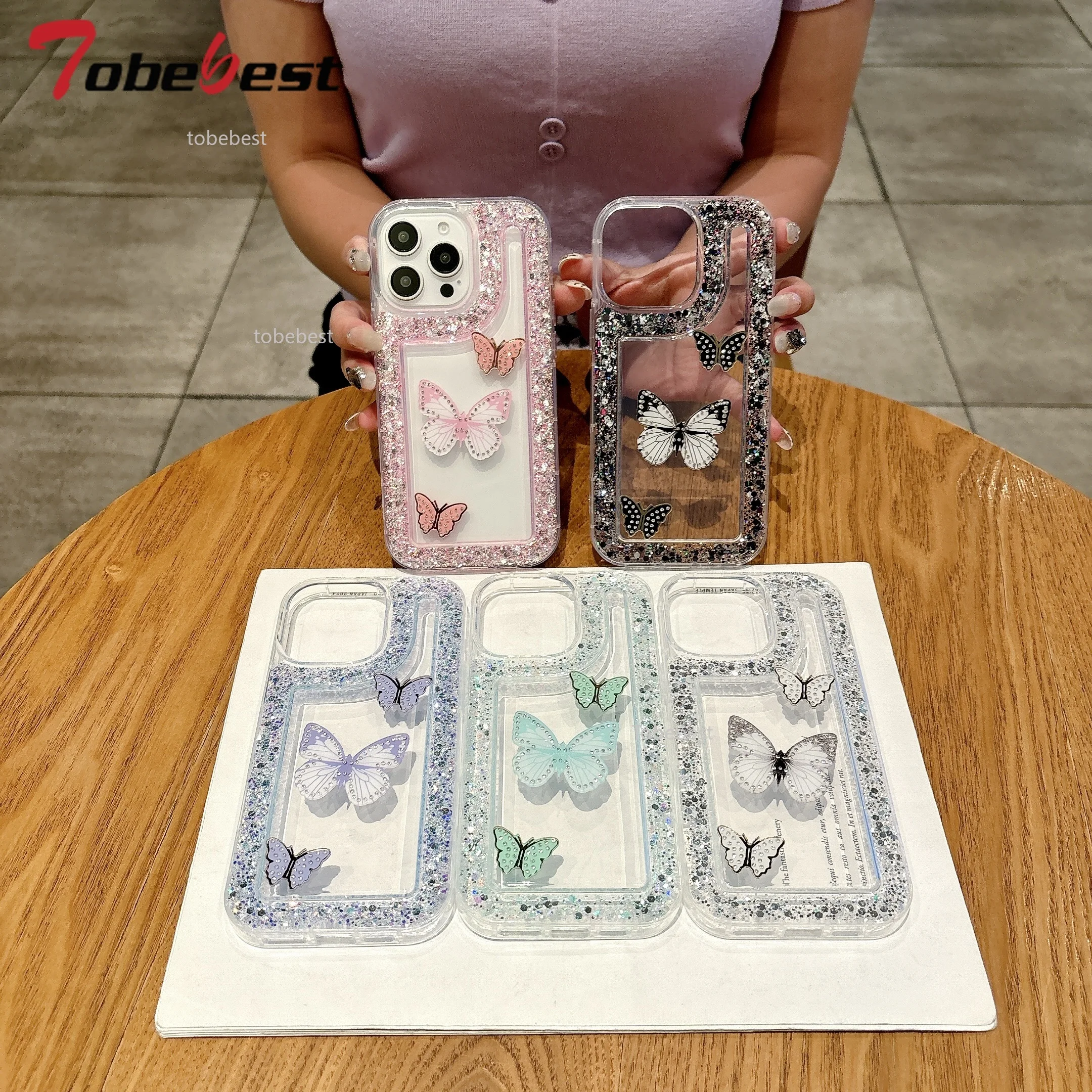 Sparkling 3D Butterfly Bling Glitter Diamond Acrylic Case