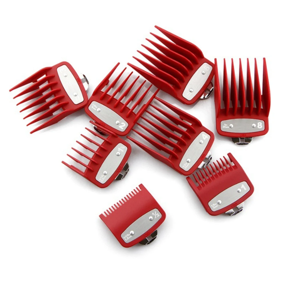 

8Pcs Cutting Guide Comb for Wahl with Metal Clip 3171-500,Fits for Multiple Size Wahl Clippers Red
