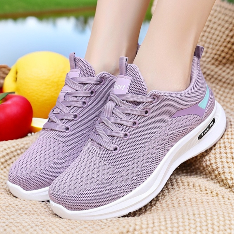 Flat-bottomed Sports Fashion Little White Single Shoes 2025 Summer New Trend Flying-woven Mesh Breathable Women's Shoes