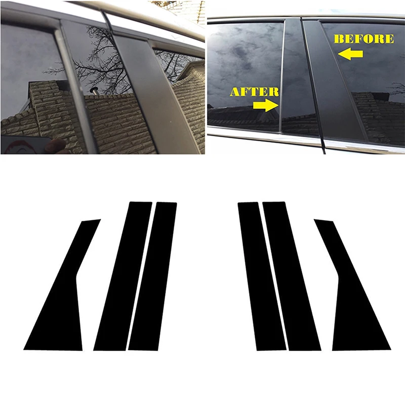 6pcs 광택 블랙 기둥 포스트 도어 사이드 윈도우 트림 커버 자동차 스티커는 Kia Sorento UM에 적합합니다 2015-2020 2019 2018 2017 2016