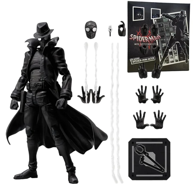 SV-Action Spider-Man Noir Action Figure Anime Spider-Man into the spiderverse Spider Verse Peter Parker Figurine Kids Gift