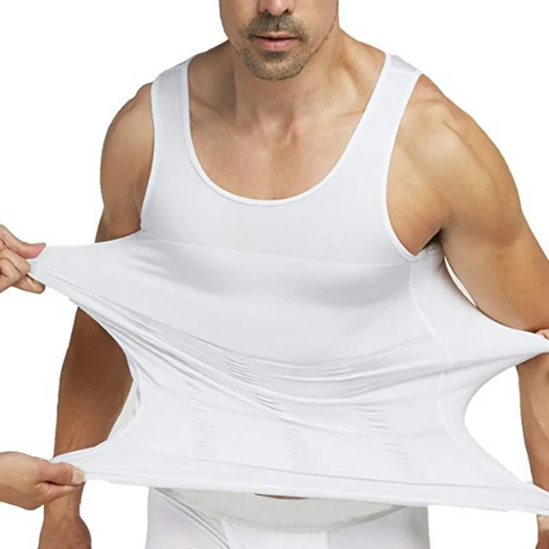 Men's High Stretch Shapewear Vest Tighten Chest Abdomen Tight Fitting Body Underwear Fitness Running Sports Underwear