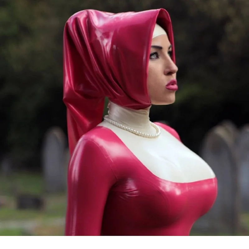 Latex Hats Hood Hijab Handmade Head Dress Nun Head scarf Neckline