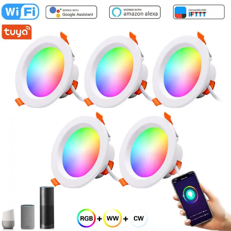 Aubess Compatible Colorful Spot LED Ceiling Lamp Recessed Round Light Smart Home Luminaire RGB Dimmable Downlight 85-265V New