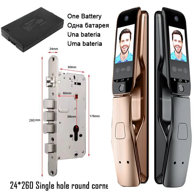 WiFi Tuya APP Voice Intercom Digital Door Lock  High Quanlity 3D Face Recognition Smart Door Lock With Camera 20
