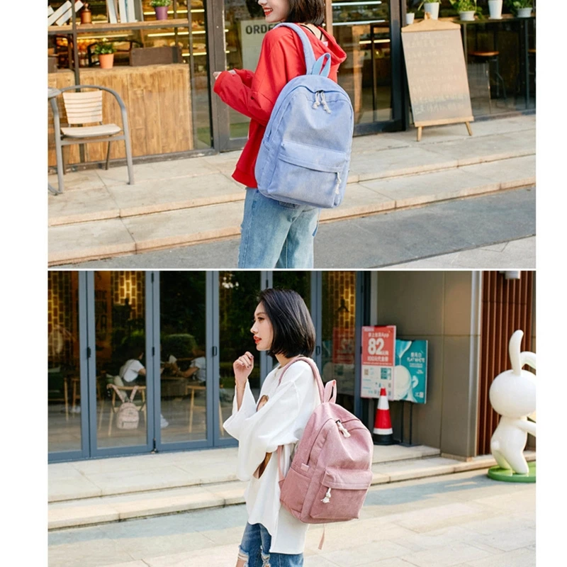 Women Backpack Corduroy School Backpacks For Teenage Girls School Bag Striped Rucksack Travel Bags Soulder Bag Mochila