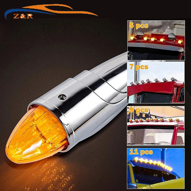 17Led Amber Cab Marker Roof Running Top Lights Per Camion Pesanti Per Volvo International Kenworth/Peterbilt/Freightliner/Mack