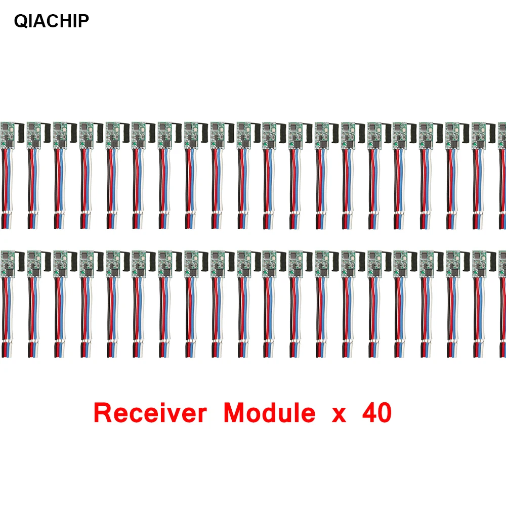 QIACHIP 40pcs 433.92Mhz 범용 무선 DC 3.6V-24V 원격 제어 스위치 1 채널 RF 릴레이 수신기 LED 조명 컨트롤러 DIY 키트