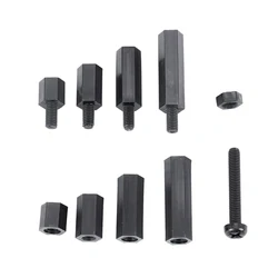 88 Pcs M3 Nylon Hex Spacers Screw Nut Stand-Off Assortment Kit Black