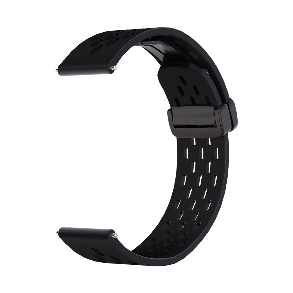 Magnetic Folding Buckle Silicone Sport Watchband with Breathable Design