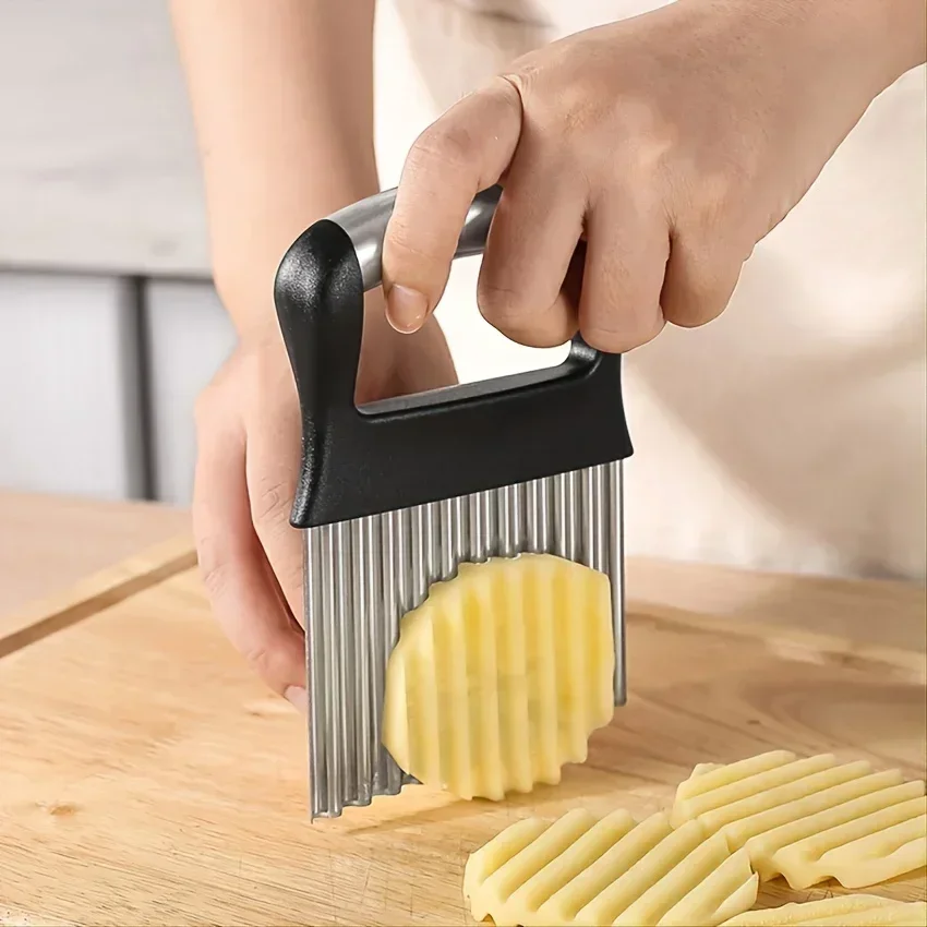 1pc Crinkle Cutter Wavy Chopper Knife For Fruits Vegetables Salad Carrots Potatoes & Fries Crinkle Cutter
