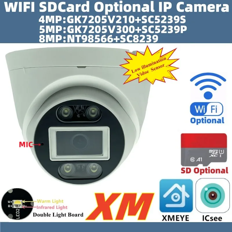 WIFI SDCard XM 4K 8/5/4MP Double Light Built-In MIC IP Ceiling Dome Camera XMEYE ICsee Onvif Indoor NightVision P2P