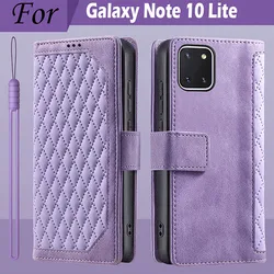 Magnetic Flip Wallet Leather Phone Cover for Samsung Galaxy Note 10 Lite (Style 1 Purple)