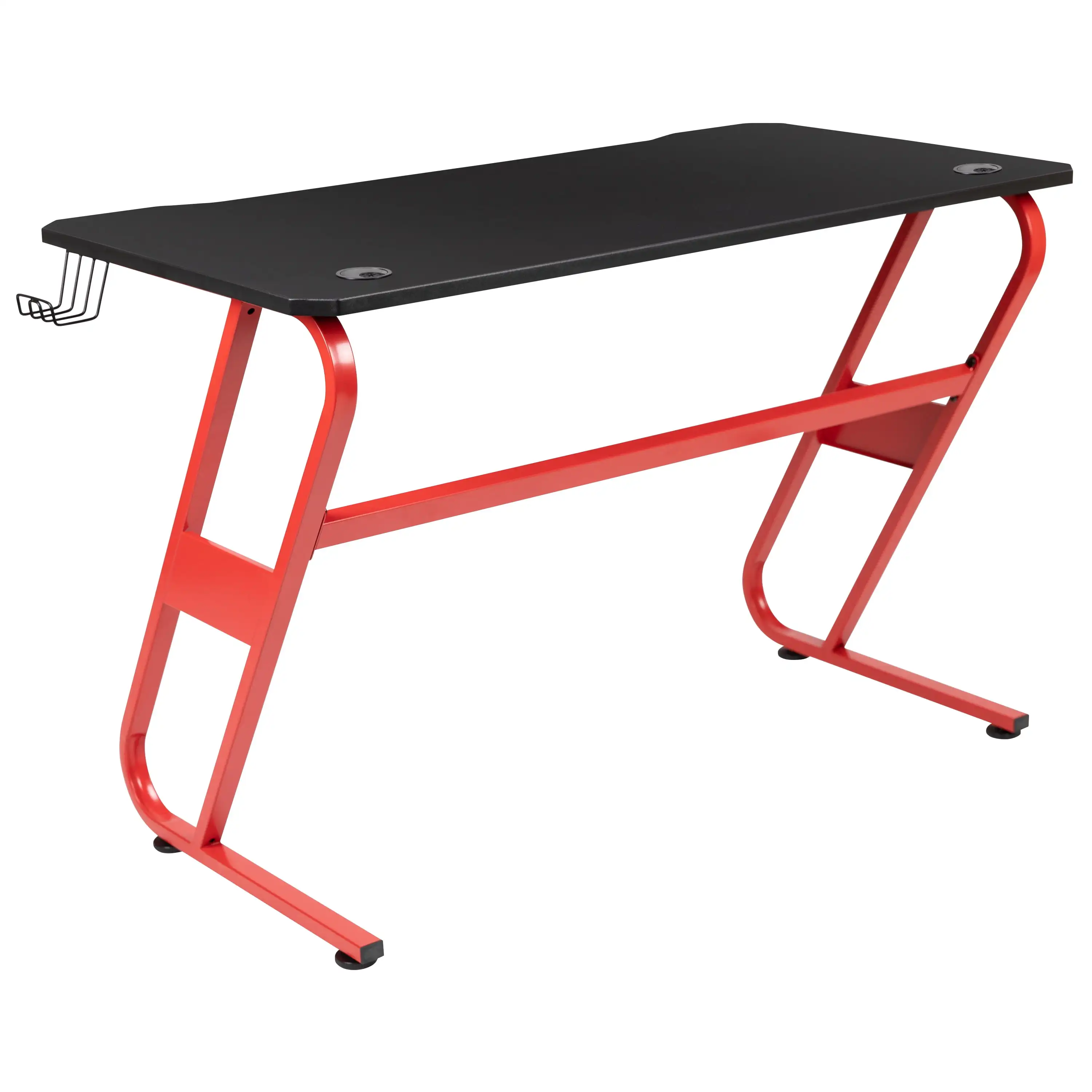 Furniture Red Gaming Ergonomic Desk with Cup Holder and Headphone Hook 6