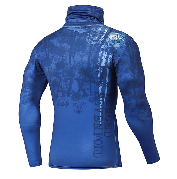 Enges, hochgeschlossenes Sport-T-Shirt für Herren, Kompressions-T-Shirt, geeignet für Fitnessstudio, Fitness, Outdoor, Radfahren, lange Ärmel – Detail 9