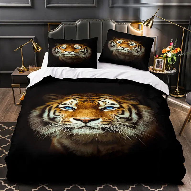 Wild Lion King & Queen Bedding Set - 3D African Animals Comforter Cover Twin Size With Pillowcase - View #2