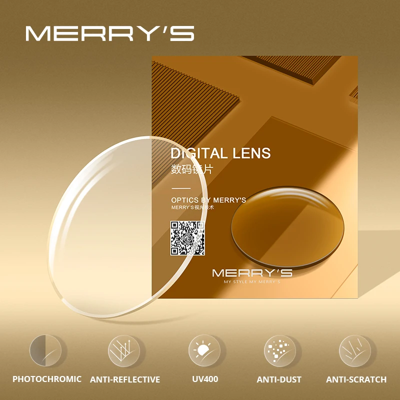 Optical Lenses MERRYS Photochromic C3 Series Anti-reflective Prescription Lens CR-39 Resin Aspheric Glasses Lenses Myopia UV400 Sunglasses Lens