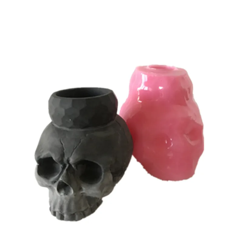 

Skull Cup Head Planter Cement Mould DIY Candle Holder Candlestick Silicone Soap Making Molds Cake Baking Tools