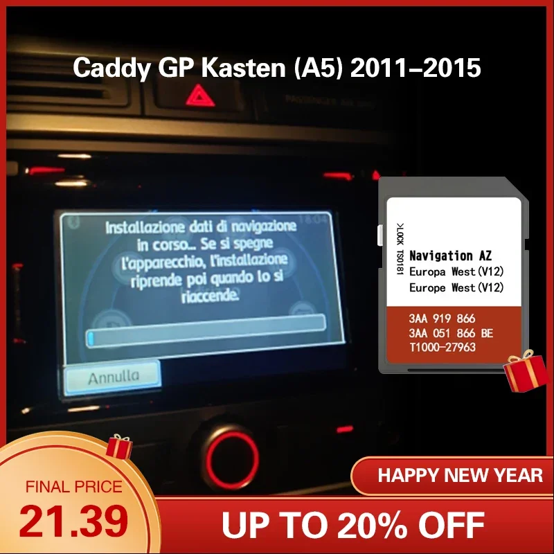 Commbine Per Caddy Gp Kasten (A5) 2011-2015 Rns 315 West Europe Map Navigation Sd Card