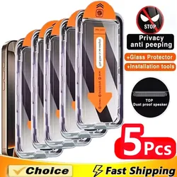 Premium Dust-Free Privacy Screen Protector - 5 Pack, Anti-Spy Glass for Anti Peeping (For iPhone 12 Mini)