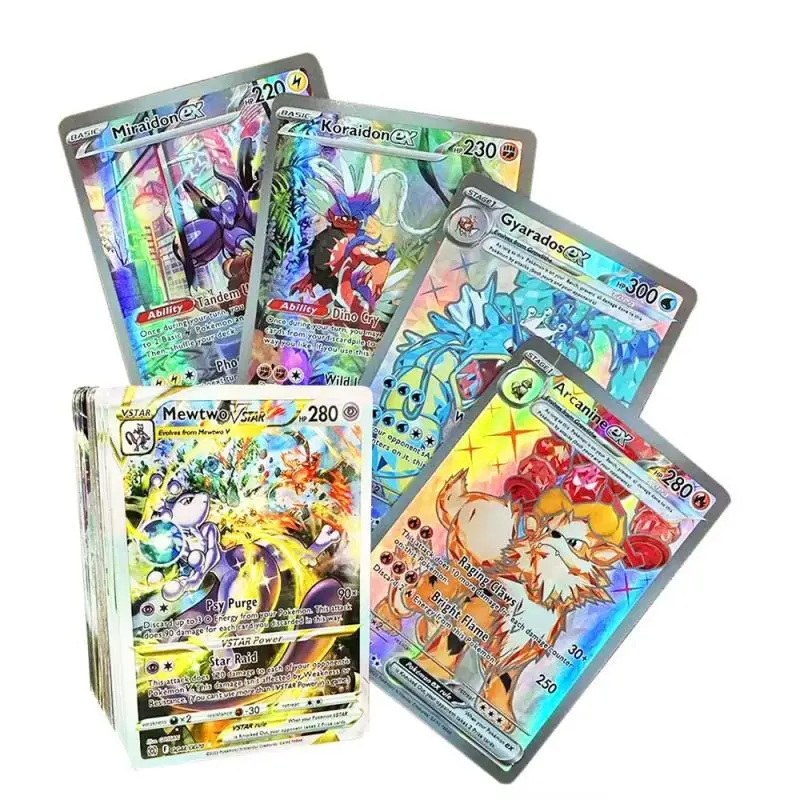 

100 шт. Pokemon PTCG 30New Ex 33Vstar 37Vmax английская версия флэш-карта мультяшная игра Аниме коллекционные карты DIY игрушки подарки