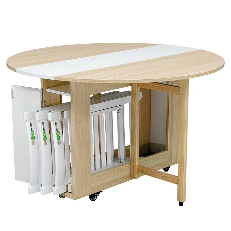 

Creative Round folding table and chair set multipurpose dining tables set with chair space saving table