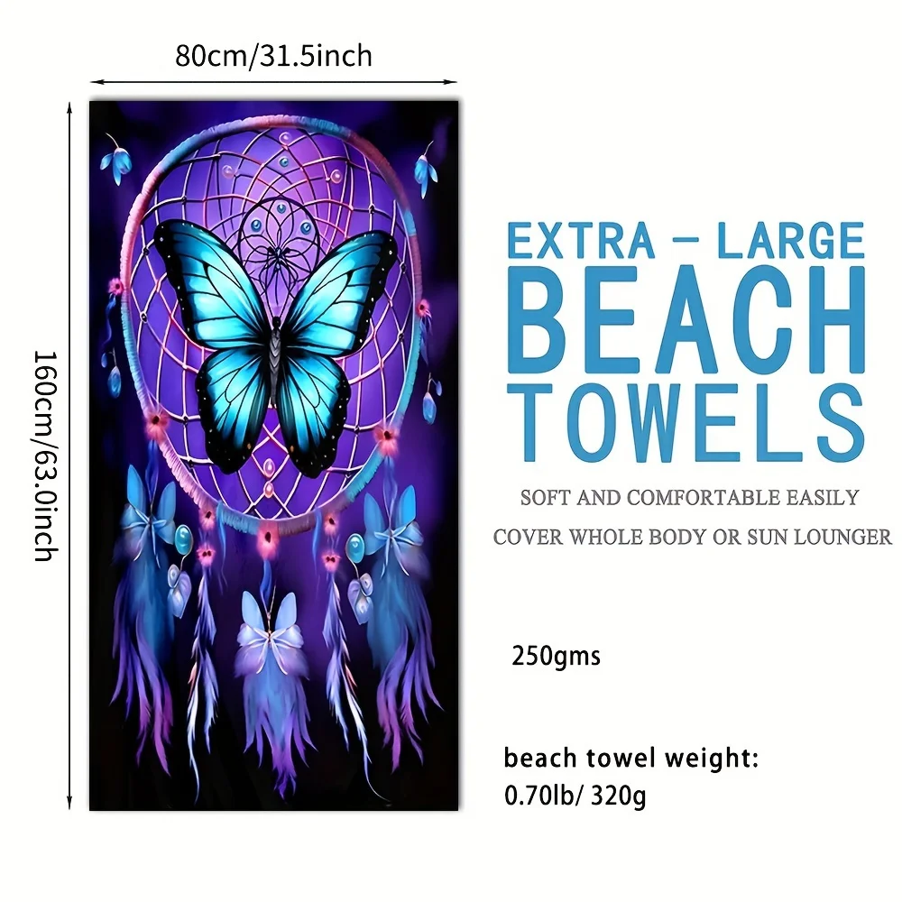 Butterfly Beach Towel, Super Soft Absorbent Bath Towel, Extra Large Travel Towel for Sports Pool Swimming Pool Bathroom Camping 4